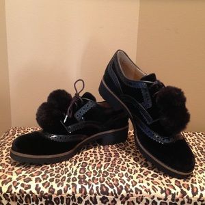 Sam Edelman black velvet oxfords.
